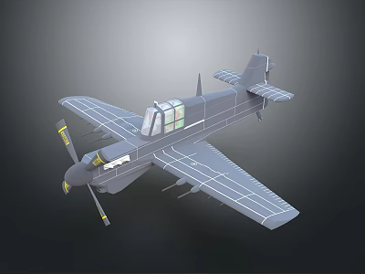 3D Rendered Vintage Single Propeller Airplane With Cockpit Windows Gray Fuselage And Detailed Wing Structure 3d model