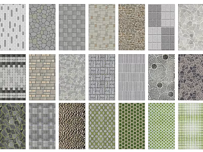 Various Textures for Garden Paving Design with Stone Brick and Geometric Patterns 3d model