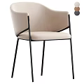 Modern Beige Upholstered Dining Chair With Armrests And Sleek Black Metal Legs For Home Use
