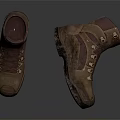 Brown Work Boots With Metallic Buckles Thick Soles And Durable Design 3d model