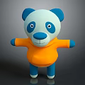 Cute Panda Doll With White Body Blue Ears And Orange Clothes For Kids