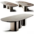 Modern Elegant Oval Dining Table With Smooth Marble Top And Sturdy Metal Base 3d model