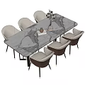 Modern Dining Table Set With Marble Tabletop And Beige Upholstered Chairs 3d model
