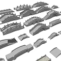 Various Bridge Designs With Arch And Beam Structures 3d model