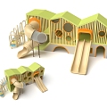 Kindergarten Wooden House Climbing Slide Development Paradise Crawl Amusement Park Children's Amusement Park Playground 3d model