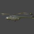 Green Military Helicopter With Twin Rotor And Red Star Emblem Design