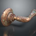 Antique Brass Door Handle With Rustic Green Patina For Home Decoration
