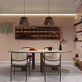 Cozy Modern Living Dining Room Interior Design With Chandelier Decorative Wall Art And Green Plant