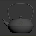 Elegant Silver Teapot With Engraved Pattern Curved Handle And Lid Knob 3d model