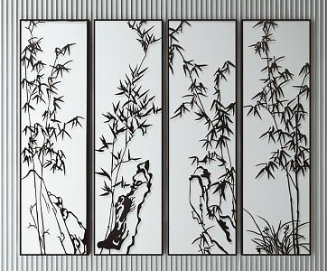 New Chinese Plant Painting Decorative Painting 3d model