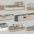 Modern Bar Counter Designs With Glass Display Cases Cash Registers And Wooden Panels