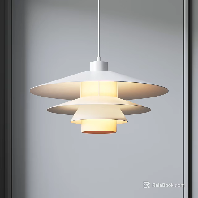 Modern Elegant White Multi tiered Chandelier With Sleek Design And Warm Light 3d model 