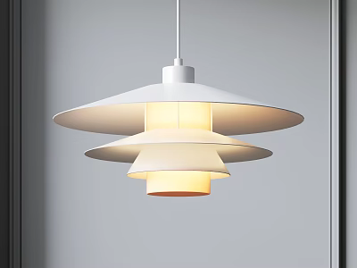 Modern Elegant White Multi tiered Chandelier With Sleek Design And Warm Light 3d model