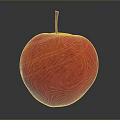Fresh Red Apple with Stem Shiny Juicy Fruit on Gray Background