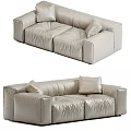 Gray Two Seater Sofa With Wrinkled Design And Soft Comfortable Pillows 3d model