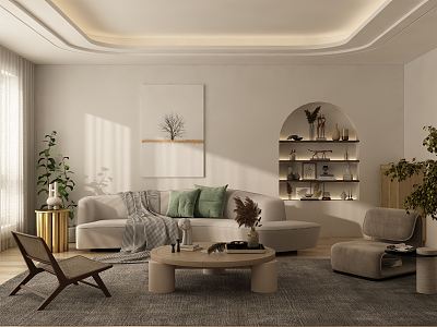 Living room sofa coffee table combination 3d model