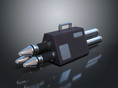 Tactical Portable Weapon With Black Body Three Conical Metal Tips And Handle 3d model