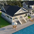 Modern Detached Villa With Swimming Pool Garden Terrace And Lush Greenery
