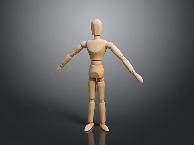 Articulated Wooden Human Figure Sculpture With Carved Joints And Detailed Body Limbs Design 3d model