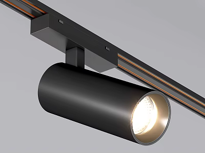 Sleek Black Track Light With Illuminated Head And Ceiling Mounting Rail 3d model