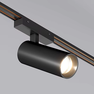 Sleek Black Track Light With Illuminated Head And Ceiling Mounting Rail 3d model