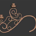 Elegant Copper Candlestick With Plant Motifs And Three Candle Holders On Black Background