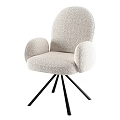 Light Beige Fleece Leisure Chair With Armrests And Black Metal Tripod Base