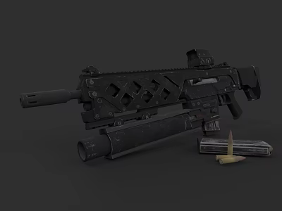 Modern Military Style Black Tactical Assault Rifle With Magazine And Bullets 3d model