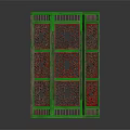 Green Carved Room Divider Three Panel Decorative Furniture With Intricate Patterns