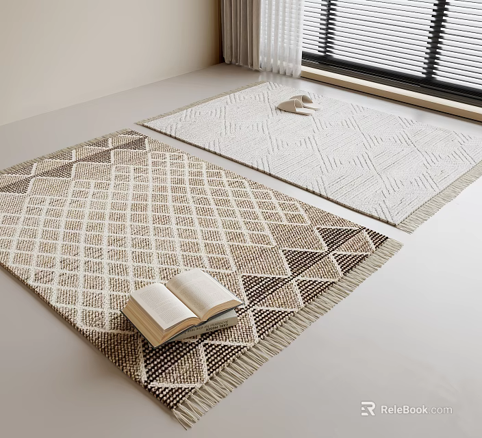Square Area Rugs With Geometric Patterns Neutral Tones In Living Room 3d model 