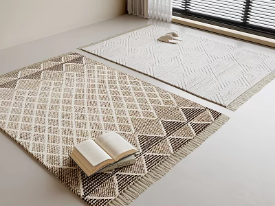 Square Area Rugs With Geometric Patterns Neutral Tones In Living Room 3d model