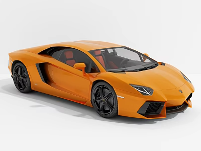 Orange Luxury Sports Car With Sleek Body Design Black Alloy Wheels And Red Interior 3d model