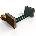 Vintage Open Books Structure With Brown Covers Green Spine And Braided Rope Accents