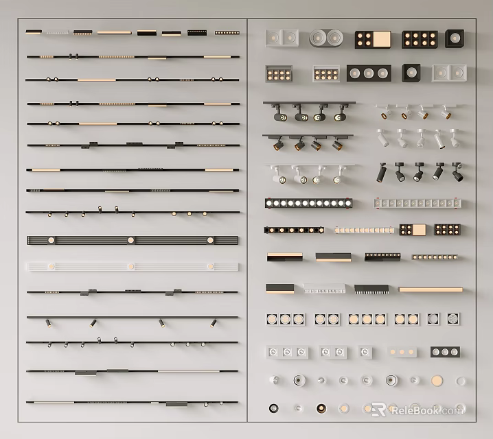 Modern Recessed and Spot Lights with Diverse Styles and Finishes for Interior Use 3d model 