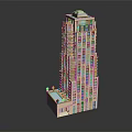 Modern Tall Building Design With Balconies Roof Structure And Ground Floor Pool