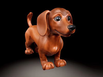 Cute Brown Dachshund Decorative Ornament Set for Home Decoration 3d model