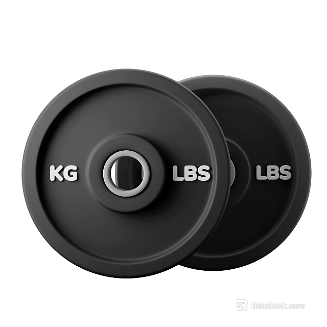 Black Weight Plates For Sports Equipment With KG And LBS Markings 3d model 