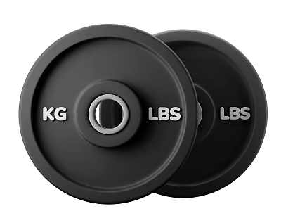 Black Weight Plates For Sports Equipment With KG And LBS Markings 3d model
