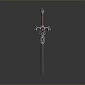 Ornate Fantasy Sword With Red Hilt Silver Blade And Decorative Guard Design
