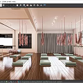 Modern Yoga Fitness Studio With Wooden Floors Yoga Mats Aerial Hammocks And Mirrors