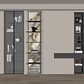 Modern Bookcase With Glass Doors Open Shelves And Layered Lighting Design