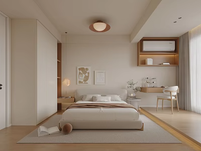 Cozy Children's Room Interior With Soft Lighting Study Desk Storage Shelves And Decorative Wall Art 3d model