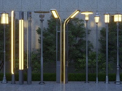 Modern street lamp landscape lamp combination 3d model