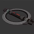 Futuristic Circular Weapon With Metallic Frame Red Indicator Light And Black Grip 3d model