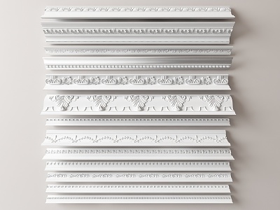 European-style plaster line carved 3d model