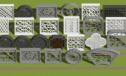 Chinese-style openwork window wall window grilles garden wall window grilles 3d model