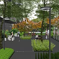 Modern Residential Landscape With Well Maintained Greenery Tree Lined Walkway And Street Lamps