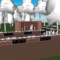 red brick building components 3d model