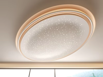 Modern Interior Ceiling Design With Circular Starry Pattern And Light Frame 3d model