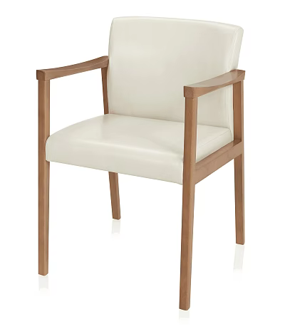Modern Wooden Armchair With Beige Upholstered Seat And Backrest Design 3d model